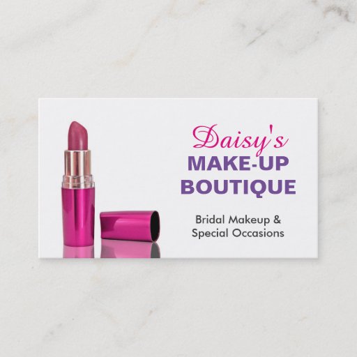 Customizable Makeup Boutique Salon Stylish Pink Purple Lipstick Double-Sided Standard Business Cards (Pack Of 100)