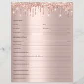 Makeup Bridal Consultation Form Rose Drips (Back)