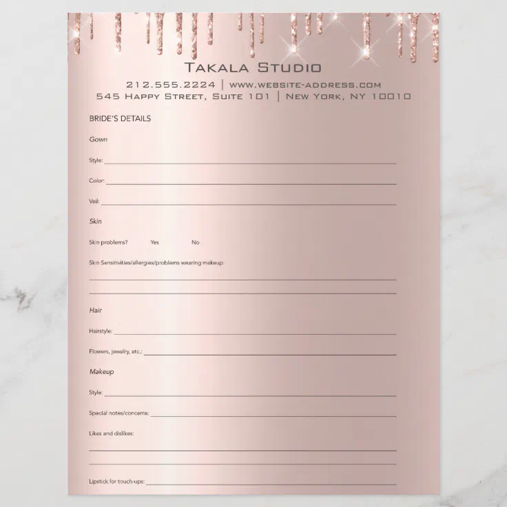 Bridal Consultation Form Makeup | Saubhaya Makeup