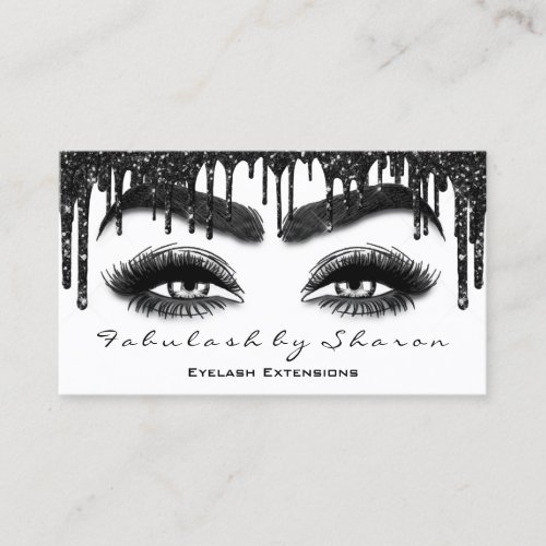 Makeup Brow Eyelash Extension QR Code Drips Black  Business Card