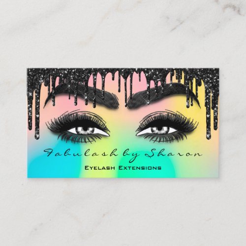 Makeup Brow Eyelash Extension QR Code Drips Holog Business Card
