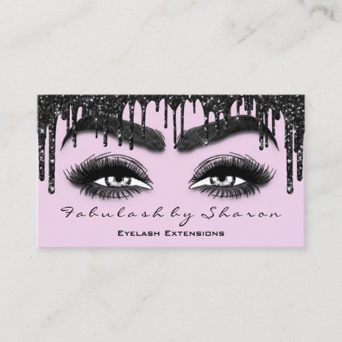 Makeup Brow Eyelash Extension QR Code Drips Pink Business Card