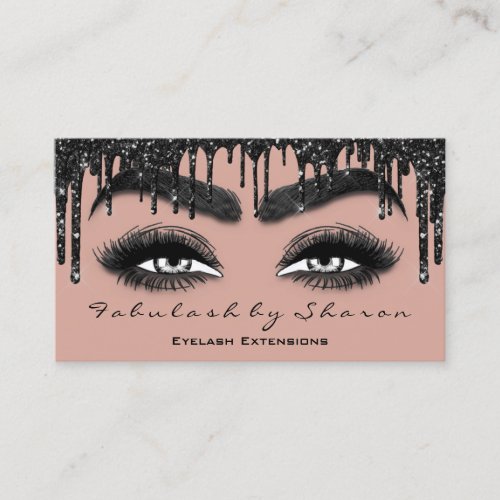 Makeup Brow Eyelash Extension QR Code Drips Rose Business Card