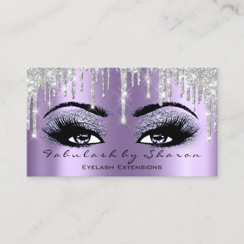 Makeup Brow Eyelash Gray Silver Purple Drips Business Card