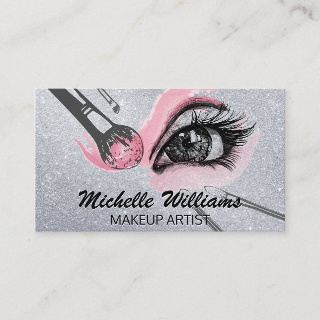 Makeup Brushes Applying Makeup Business Card (Front)