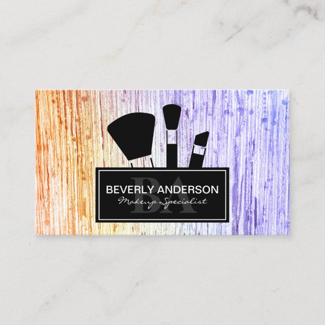 Makeup Brushes | Colorful Texture Background Appointment Card (Front)