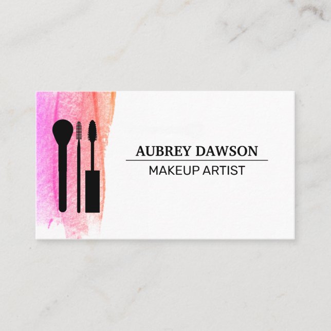 Makeup Brushes Icon Business Card (Front)
