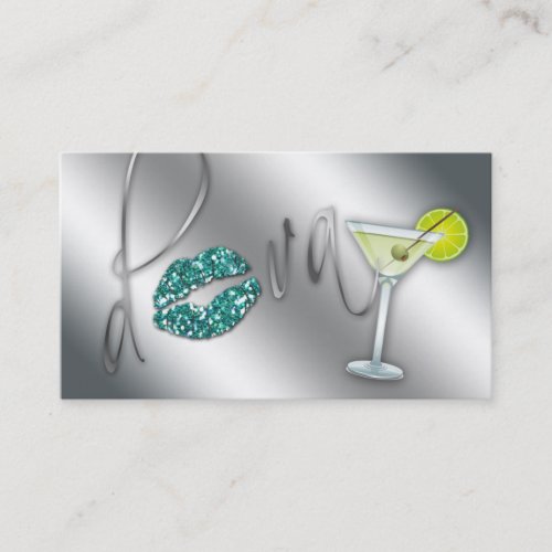 Makeup Business Card Diva Teal Sparkle Martini