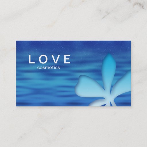 Customizable Makeup Business Card Flower Blue Cosmetics