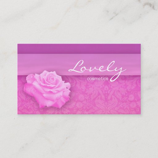 Customizable Makeup Business Card Flower Rose Pink Cosmetics 2