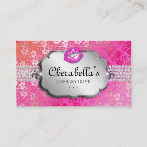 Makeup Business Card Lace Pink Orange Lips