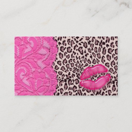 Customizable Makeup Business Card Leopard Lace Pink