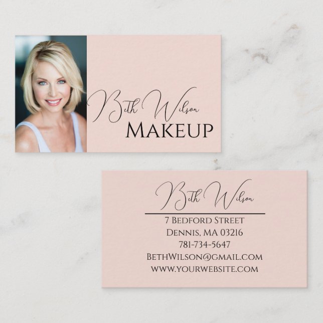 Makeup Business Card, Pink & Black Card (Front/Back)