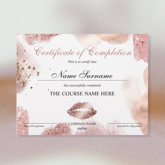Makeup Certificate of Completion Award Course  (Creator Uploaded)