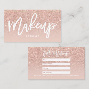 Makeup certificate typography blush rose gold