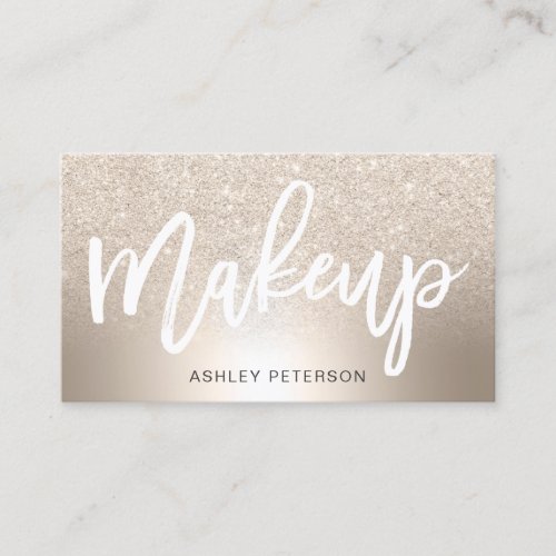 Makeup chic gold glitter ombre metallic foil business card