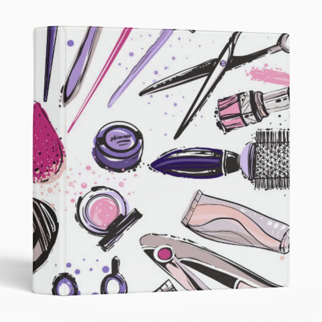 Makeup Circle Design 3 Ring Binder (Front/Spine)