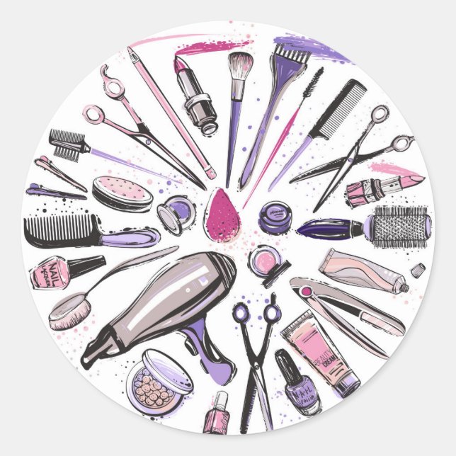 Makeup Circle Design Classic Round Sticker (Front)