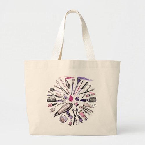 Makeup Circle Design Large Tote Bag