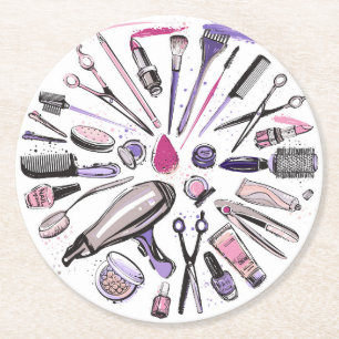 Makeup Circle Design Round Paper Coaster