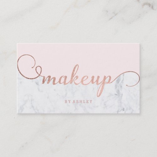 Makeup color block rose gold typography marble business card