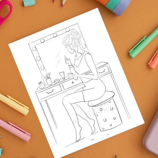 makeup, coloring page