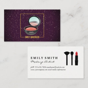 Makeup Compact and Brush Purple Sparkle Business Card