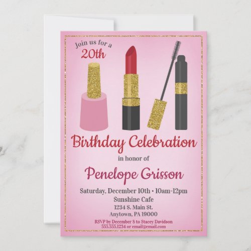 Makeup Cosmetic Birthday Invitation Beauty Spa