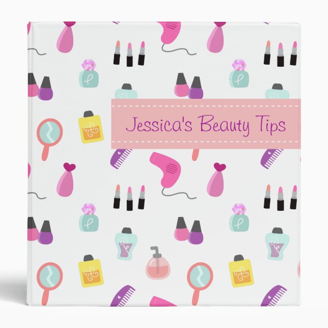Makeup, Cosmetics, Beauty, Grooming Pattern 3 Ring Binder (Front)