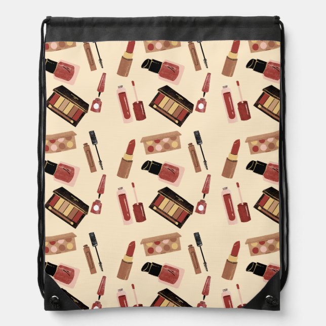 Makeup Cosmetics Beauty Pattern Cosmetology Drawstring Bag (Front)