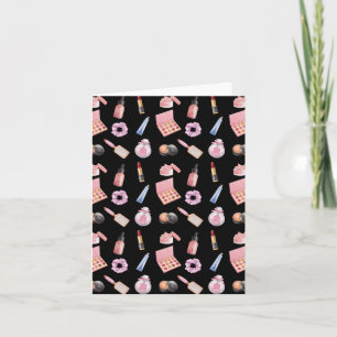 Makeup Cosmetics Beauty Pattern Cosmetology Letterpress Thank You Card