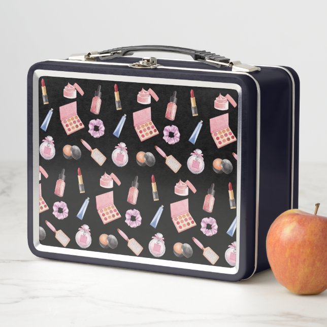 Makeup Cosmetics Beauty Pattern Cosmetology Metal Lunch Box (In Situ)