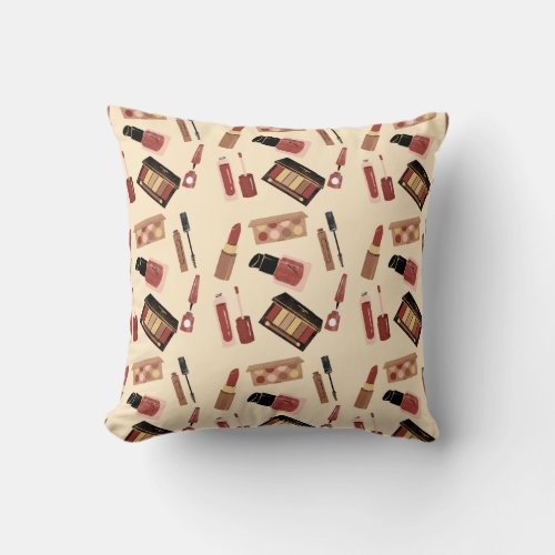 Makeup Cosmetics Beauty Pattern Cosmetology Throw Pillow