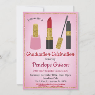 Makeup Cosmetics Graduation Invitation Beauty