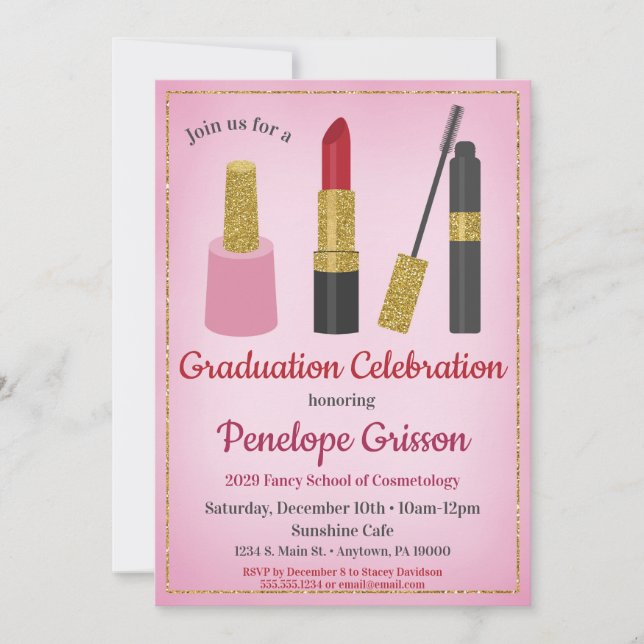 Makeup Cosmetics Graduation Invitation Beauty (Front)