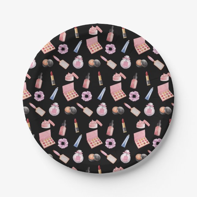 Makeup Cosmetics Pattern Cosmetology Paper Plates (Front)