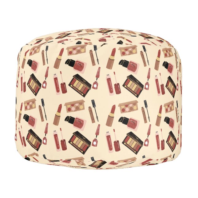 Makeup Cosmetics Pattern Trendy Cosmetology Pouf (Left)