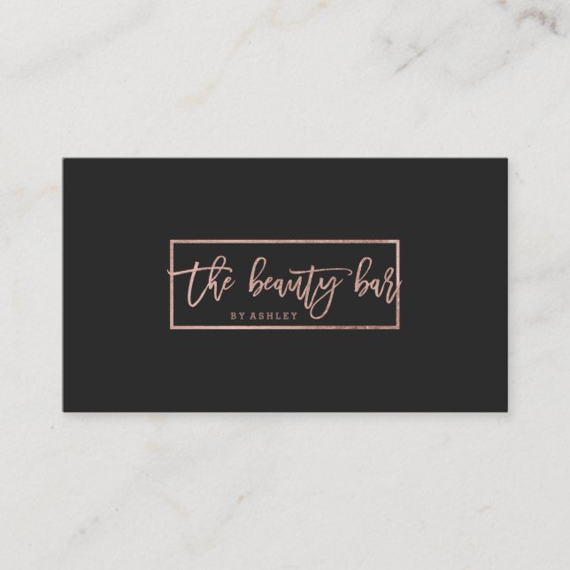 Makeup custom typography simple faux rose gold business card (Front)