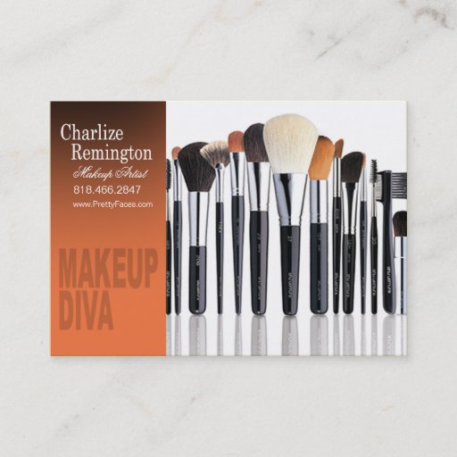 Customizable Makeup Diva Brushes - Cosmetologist Makeup Artist Business Cards