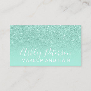 Makeup elegant typography aqua pastel glitter business card