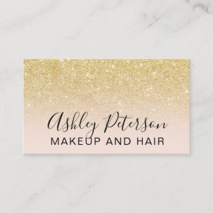 Makeup elegant typography blush chic gold glitter business card