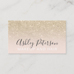 Makeup elegant typography blush light gold glitter business card