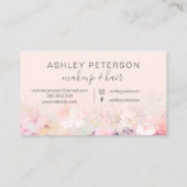 Makeup elegant typography blush pink floral paint business card | Zazzle