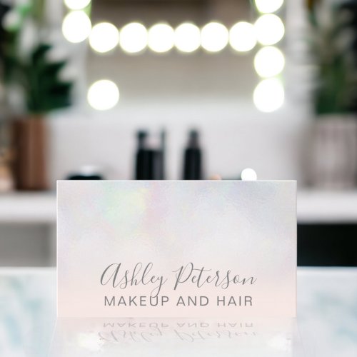 Makeup elegant typography blush pink pearl nacre business card