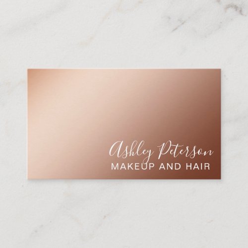 Makeup elegant typography copper metallic gradient business card