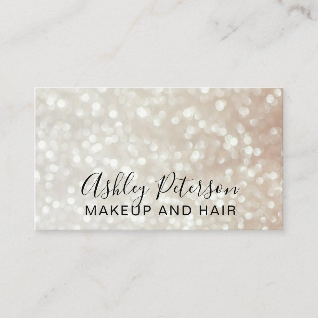 Makeup elegant typography light gold rose glitter business card (Front)