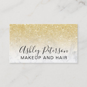 Makeup elegant typography marble chic gold glitter business card