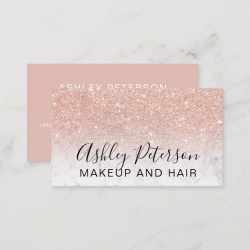 Makeup elegant typography marble rose gold glitter business card
