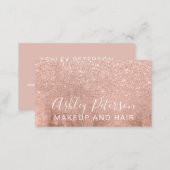 Makeup elegant typography rose gold glitter foil business card (Front/Back)