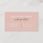 Makeup elegant typography rose gold glitter foil business card (Back)